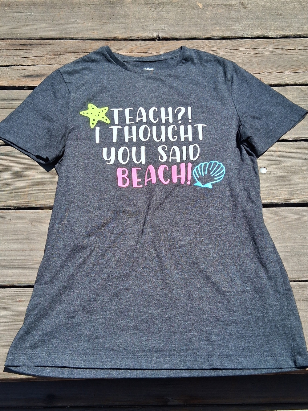 Hey Teacher! Dark Gray Summer T-shirt
